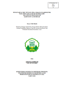 Image of PENGETAHUAN IBU TENTANG POLA MAKANAN KARIOGENIK PADA SISWA KELAS III SD NEGERI KAJHU  KECAMATAN BAITUSSALAM 
KABUPATEN ACEH BESAR