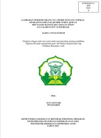 Image of GAMBARAN PERSEPSI ORANG TUA MURID TENTANG TOPIKAL APLIKASI FLUOR (TAF) DI SDIK NURUL QUR’AN MEUNASAH MANYET KECAMATAN INGIN JAYA KABUPATEN ACEH BESAR