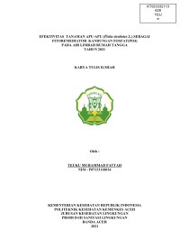 Image of EFEKTIVITAS  TANAMAN APU-APU (Pistia stratiotes L.) SEBAGAI FITOREMEDIATOR  KANDUNGAN FOSFAT(PO4) PADA AIR LIMBAH RUMAH TANGGA TAHUN 2021