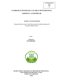 Image of GAMBARAN PENGELOLAAN OBAT DI PUSKESMAS LHOKNGA ACEH BESAR