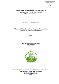 Image of FORMULASI SEDIAAN GEL HAND SANITIZER EKSTRAK ETANOL DAUN SAGA (Abrus precatorius L.)