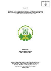 Image of ANALISIS PENCEMARAN TANAH OLEH TIMBAL (PB) DI LOKASI BENGKEL MOTOR DI KAWASAN LAMPEUNEURUT UJONG BLANG KABUPATEN ACEH BESAR TAHUN 2021