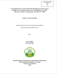 Image of UJI EFEKTIVITAS ANTELMINTIK EKSTRAK ETANOL DAUN RAMBUTAN (Nephelium lappaceum L)TERHADAP CACING GELANG AYAM (Ascaridia galli) SECARA IN VITRO