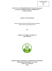 Image of AKTIVITAS ANTIBAKTERI DAUN SALAM (Syzygium polyanthum) BERDASARKAN PERBEDAAN   WAKTU PANEN