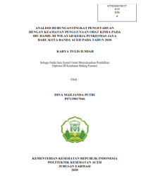 Image of ANALISIS HUBUNGAN TINGKAT PENGETAHUAN DENGAN KEAMANAN PENGGUNAAN OBAT KIMIA PADA IBU HAMIL DI WILAYAH KERJA USKESMAS JAYA BARU KOTA BANDA ACEH PADA TAHUN 2020