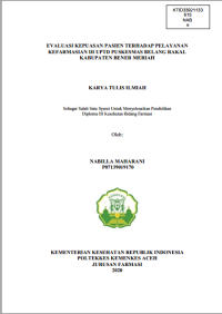 Image of EVALUASI KEPUASAN PASIEN TERHADAP PELAYANAN KEFARMASIAN DI UPTD PUSKESMAS BELANG RAKAL KABUPATEN BENER MERIAH