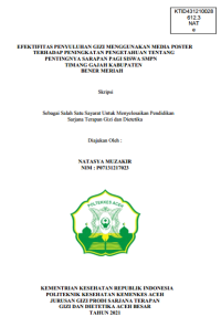 Image of EFEKTIFITAS PENYULUHAN GIZI MENGGUNAKAN MEDIA POSTER TERHADAP PENINGKATAN PENGETAHUAN TENTANG  PENTINGNYA SARAPAN PAGI SISWA SMPN TIMANG GAJAH KABUPATEN BENER MERIAH
