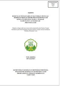 Image of HUBUNGAN PENGETAHUAN DAN PERAN PETUGAS KESEHATAN DENGAN TEKNIK MENYUSUI DI WILAYAH KERJA PUSKESMAS DARUL IMARAH KABUPATEN ACEH BESAR  PROVINSI ACEH