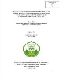 Image of DUKUNGAN SOSIAL SUAMI TERHADAP KEAKTIFAN IBU 
DALAM MENGIKUTI PELAYANAN DI POSYANDU DESA 
ULEE LEUNG KECAMATAN DARUL IMARAH 
KABUPATEN ACEH BESAR TAHUN 2021