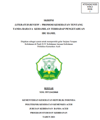 Image of LITERATUR REVIEW : PROMOSI KESEHATAN TENTANG TANDA BAHAYA KEHAMILAN TERHADAP PENGETAHUAN IBU HAMIL