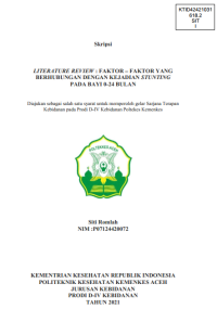 Image of LITERATURE REVIEW : FAKTOR – FAKTOR YANG BERHUBUNGAN DENGAN KEJADIAN STUNTING PADA BAYI 0-24 BULAN