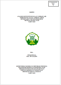Image of ANALISIS SISTEM PENGELOLAAN LIMBAH CAIR TERHADAP KUALITAS  LIMBAH CAIR DI RUMAH SAKIT UMUM DAERAH RSUD MEURAXA BANDA ACEH TAHUN 2023
