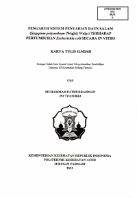Image of Pengaruh Sistem Penyarian Daun Salam (Syzygium Polyanthum [Wight] Walp.) Terhadap Pertumbuhan Escherichia Coli Secara In Vitro