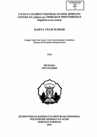 Image of Uji Daya Hambat Ekstrak Etanol Rimpang Lengkuas (Alpinia Sp)Terhadap Pertumbuhan Staphylococcus Aureus
