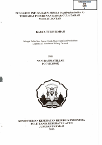 Image of Pengaruh Infusia Daun Mimba (Azadirachta Indica A) Terhadap Penurunan Kadar Gula Darah Mencit Jantan