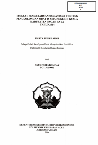 Image of Tingkat Pengetahuan siswa/Siswi Tentang Penggolongan Obat Di SMA Negeri 1 Kuala Kabupaten Nagan Raya Tahun 2014