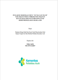Image of PENGARUH MODIFIKASI MENU “SUP BAYAM TELUR” PADA MAKANAN BIASA TERHADAP SISA MAKANAN DAN CITA RASA MAKANAN PASIEN RAWAT INAP 
DI RSUD MEURAXA KOTA BANDA ACEH