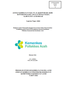 Image of ASUHAN KEBIDANAN PADA NY. D AKSEPTOR KB AKDR DI PUSKESMAS KECAMATAN PEUKAN BADA KABUPATEN ACEH BESAR