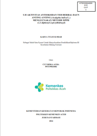Image of UJI AKTIVITAS ANTIOKSIDAN TEH HERBAL DAUN ANTING-ANTING (Acalypha indica L.) MENGGUNAKAN METODE DPPH (1,1-diphenyl-2-picrylhidrazyl)