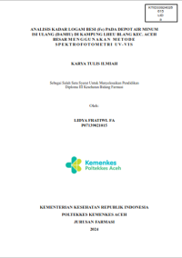 Image of ANALISIS KADAR LOGAM BESI (Fe) PADA DEPOT AIR MINUM ISI ULANG (DAMIU) DI KAMPUNG LHEU BLANG KEC. ACEH BESAR MENGGUNAKAN METODE SPEKTROFOTOMETRI UV- VIS
