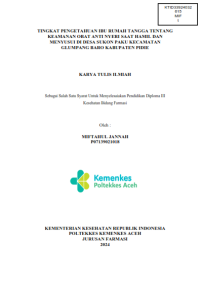 Image of TINGKAT PENGETAHUAN IBU RUMAH TANGGA TENTANG KEAMANAN OBAT ANTI NYERI SAAT HAMIL DAN MENYUSUI DI DESA SUKON PAKU KECAMATAN GLUMPANG BARO KABUPATEN PIDIE