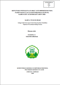 Image of KEPATUHAN PENGGUNAAN OBAT ANTI HIPERTENSI PADA PASIEN RAWAT JALAN DI PUSKESMAS LEUPUNG KABUPATEN ACEH BESAR TAHUN 2020