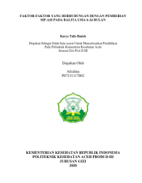 Image of FAKTOR-FAKTOR YANG BERHUBUNGAN DENGAN PEMBERIAN MP-ASI PADA BALITA USIA 6-24 BULAN
