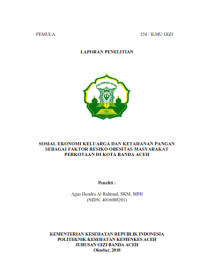Image of Sosial Ekonomi Keluarga dan Ketahanan Pangan Sebagai Faktor Resiko Obesitas Masyarakat Perkotaan di Kota Banda Aceh
