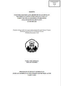 Image of FAKTOR-FAKTOR YANG BERHUBUNGAN DENGAN KEJADIAN WASTING PADA BALITA USIA 2-5 TAHUN DI WILAYAH KERJA PUSKESMAS 
SUKAMAKMUR KABUPATEN ACEH BESAR