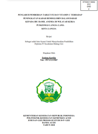 Image of PENGARUH PEMBERIAN TABLET FE DAN VITAMIN C TERHADAP
PENINGKATAN KADAR HEMOGLOBIN DALAM DARAH
KEPADA IBU HAMIL ANEMIA DI WILAYAH KERJA
PUSKESMAS LANGSA LAMA KOTA LANGSA