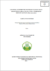 Image of UJI EFEK ANTIPIRETIK EKSTRAK ETANOL DAUN ADAM HAWA (Rhoeo discolor L.Her.) TERHADAP MENCIT JANTAN (Mus musculus)