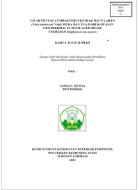 Image of UJI AKTIVITAS ANTIBAKTERI EKSTRAK DAUN LABAN
(Vitex pubescens Vahl) MUDA DAN TUA DARI KAWASAN GEOTHERMAL IE SEUM ACEH BESAR TERHADAP Staphylococcus aureus