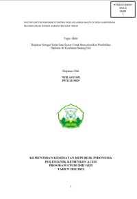 Image of FAKTOR-FAKTOR PENYEBAB STUNTING PADA KELUARGA BALITA DI DESA SAMPOIMAH KECAMATAN IDI RAYEUK KABUPATEN ACEH TIMUR