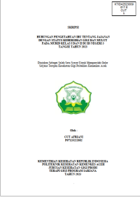 Image of HUBUNGAN PENGETAHUAN IBU TENTANG JAJANAN DENGAN STATUS KEBERSIHAN GIGI DAN MULUT
PADA MURID KELAS I DAN II DI SD NEGERI 3 TANGSE TAHUN 2023
