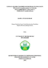 Image of UJI DAYA HAMBAT KOMBINASI EKSTRAK ETANOL DAUN PEGAGAN (Centella asiatica (L) Urb) dan DAUN SIRIH HIJAU (Piper betle L.)TERHADAP Candida albicans