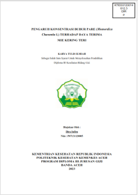 Image of PENGARUH KONSENTRASI BUBUR PARE (Momordica Charantia L) TERHADAP DAYA TERIMA MIE KERING TERI