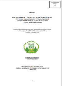 Image of FAKTOR-FAKTOR YANG MEMPENGARUHI KUNJUNGAN IMUNISASI DASAR PADA BAYI MASA PANDEMI  COVID-19 DI WILAYAH KERJA PUSKESMAS TANGSE KABUPATEN PIDIE