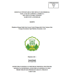 Image of HUBUNGAN PENGETAHUAN IBU DENGAN GIGI BERJEJAL PADA ANAK DI GAMPONG LAMSIDAYA KECAMATAN DARUL IMARAH KABUPATEN ACEH BESAR