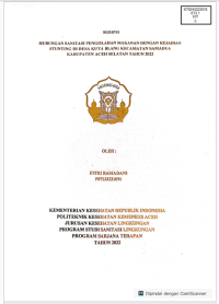 Image of HUBUNGAN SANITASI PENGOLAHAN MAKANAN DENGAN KEJADIAN STUNTING DI DESA KUTA BLANG KECAMATAN SAMADUA KABUPATEN ACEH SELATAN TAHUN 2022