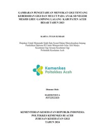 Image of GAMBARAN PENGETAHUAN MENYIKAT GIGI TENTANG KEBERSIHAN GIGI DAN MULUT PADA ANAK SD NEGERI MESJID LHEU GAMPONG LAGANG  KABUPATEN ACEH BESAR TAHUN 2023