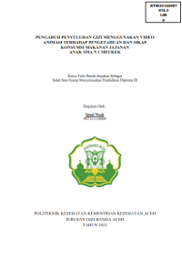 Image of PENGARUH PENYULUHAN GIZI MENGGUNAKAN VIDEO ANIMASI TERHADAP PENGETAHUAN DAN SIKAP KONSUMSI MAKANAN JAJANAN ANAK SMA N 1 MEUKEK