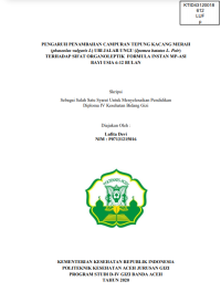 Image of PENGARUH PENAMBAHAN CAMPURAN TEPUNG KACANG MERAH (phaseolus vulgaris L) UBI JALAR UNGU (Ipomea batatas L. Poir) TERHADAP SIFAT ORGANOLEPTIK FORMULA INSTAN MP-ASI BAYI USIA 6-12 BULAN