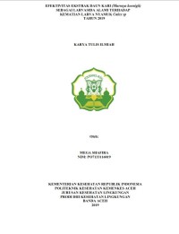 Image of EFEKTIVITAS EKSTRAK DAUN KARI (Murraya koenigii) SEBAGAI LARVASIDA ALAMI TERHADAP KEMATIAN LARVA NYAMUK Culex sp TAHUN 2019