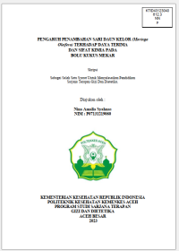 Image of PENGARUH PENAMBAHAN SARI DAUN KELOR (Moringa Oleifera) TERHADAP DAYA TERIMA
DAN SIFAT KIMIA PADA BOLU KUKUS MEKAR