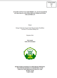 Image of ANALISIS ASUPAN ZAT GIZI MIKRO (Fe, Zn DAN KALSIUM)
ANTARA BALITA STUNTING DENGAN TIDAK STUNTING 
USIA 24-59 BULAN