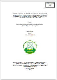 Image of FORMULASI DAN DAYA TERIMA MAKANAN OLAHAN NUGGET TEMPE SEBAGAI BAHAN MAKANAN TAMBAHAN PADAT GIZI UNTUK BALITA STUNTING DI WILAYAH KECAMATAN KETOL KABUPATEN ACEH TENGAH TAHUN 2022