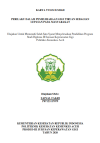 Image of PERILAKU DALAM PEMELIHARAAN GIGI TIRUAN SEBAGIAN LEPASAN PADA MASYARAKAT